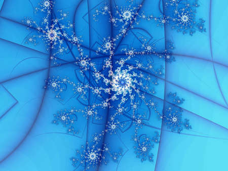 whithe fractal flowers on light blue backgroundの写真素材