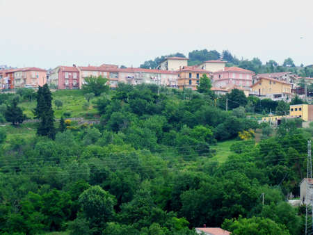 A panoramic view of a village of Appennini in southern Italyの写真素材