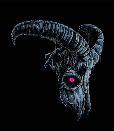 Vector illustration of goat skullのイラスト素材