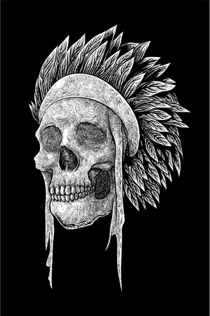 Vector illustration of indian skullのイラスト素材