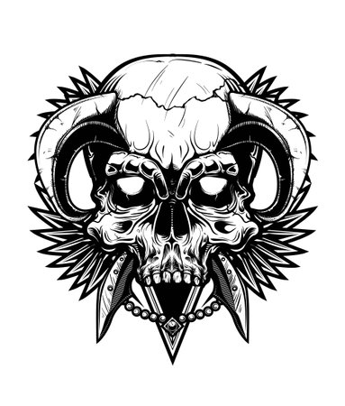 Vector illustration of skull tattooのイラスト素材