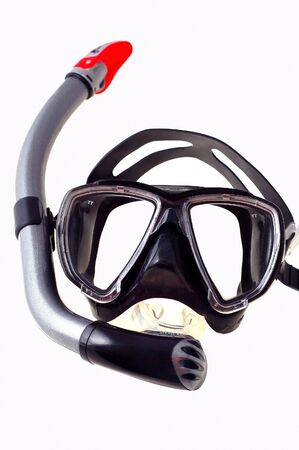 Snorkel and  mask isolated on white backgroundの写真素材