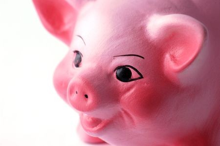 Piggy bank isolated on white backgroundの写真素材