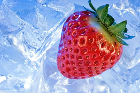 Strawberry frozen in ice berryの写真素材