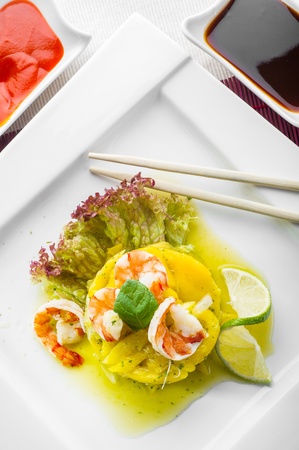 Japanese healthy food-sushi on a white plateの写真素材