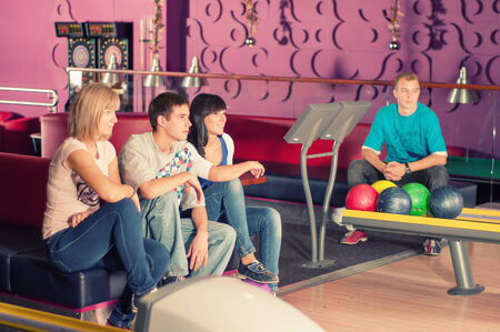 young people play the bowlingの写真素材