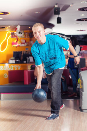 young people play the bowlingの写真素材