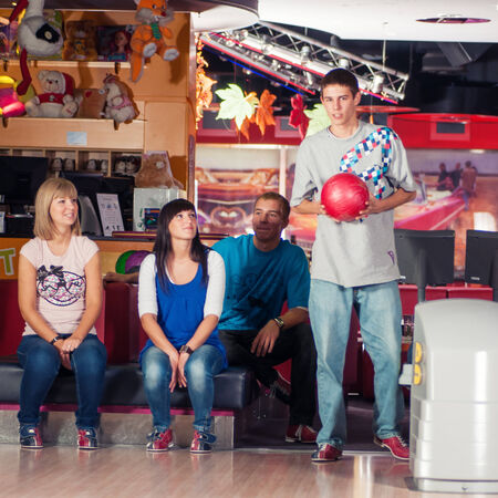 young people play the bowlingの写真素材