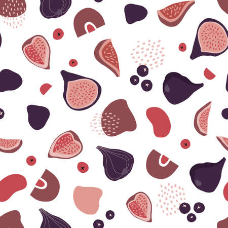 seamless pattern with figs, abstract geometrical elements, shapesのイラスト素材