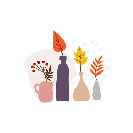 Abstract paper cut elements, fruits and berries. Thanksgiving greeting cards.のイラスト素材