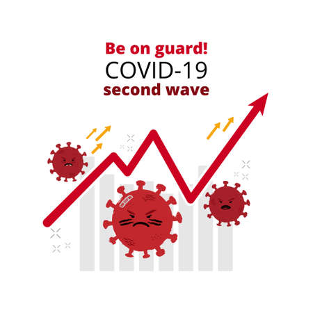 concept of the second wave of covid. an evil virus waits to strike againのイラスト素材