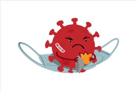 the coronavirus molecule is polishing its crown.のイラスト素材