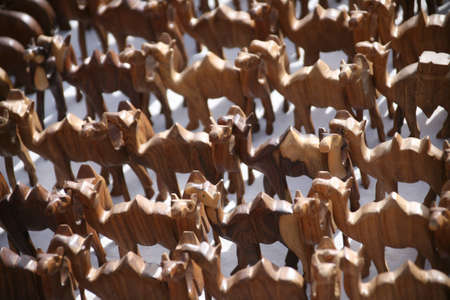 Wood carvings of Camels in Upper Egyptの写真素材