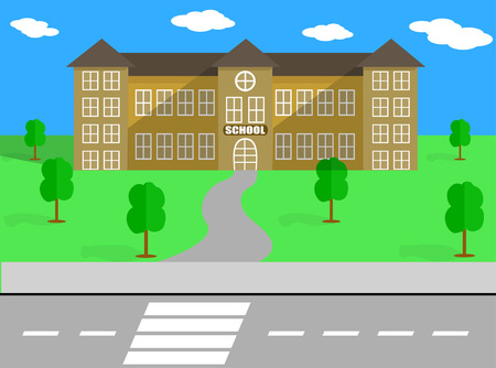 SCHOOL BUILDING AND VECTOR Schoolyardのイラスト素材