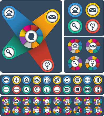 Flat Infographic Set, Finance, Vector, Illustrationのイラスト素材