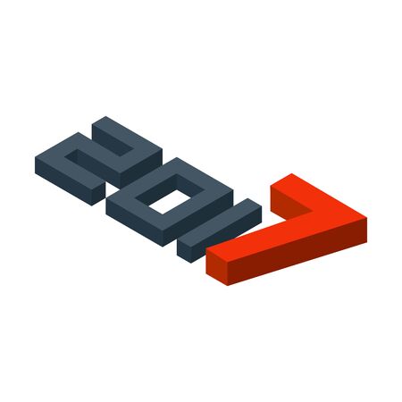 New Year, 2017 Isometric Style Number Concept, Vector, Illustrationのイラスト素材