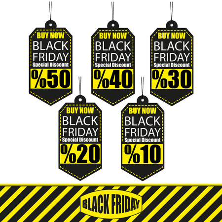 Black Friday Labels with Yellow Stripe, Vector, Illustrationのイラスト素材