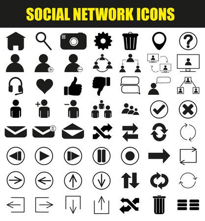 Social network icons set on white backgroundのイラスト素材