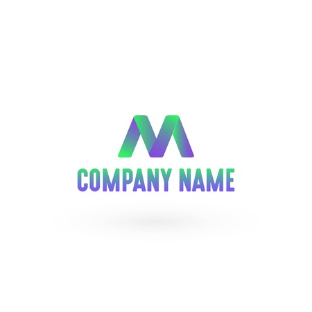 Colorful Simple Style M Logo, Vector, Illustrationのイラスト素材