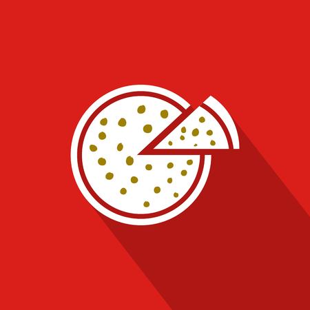 Flat Icon Red Background With Pizza, Vector, Illustrationのイラスト素材
