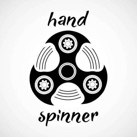 Black And White Hand Spinner Emblem With White Background, Vector, Illustrationのイラスト素材