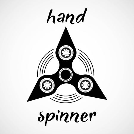 Black And White Triangle Hand Spinner Emblem with White Backgroundのイラスト素材