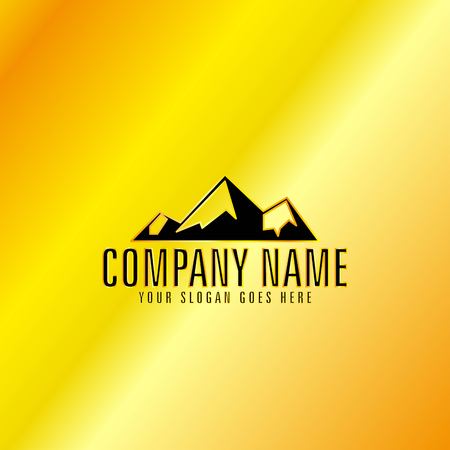 Black Mountain Emblem with Golden Background, Vector, Illustrationのイラスト素材