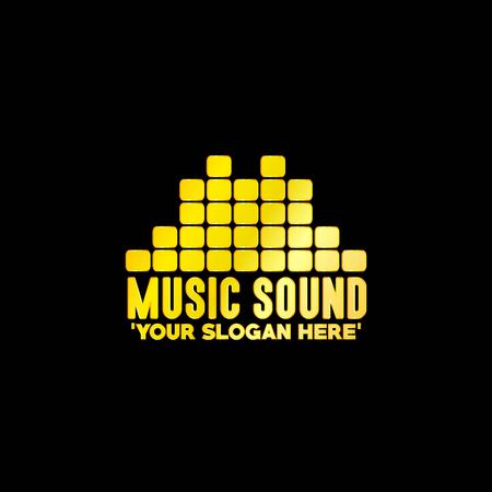 Golden Music Emblem with Black Background, Vector, Illustrationのイラスト素材