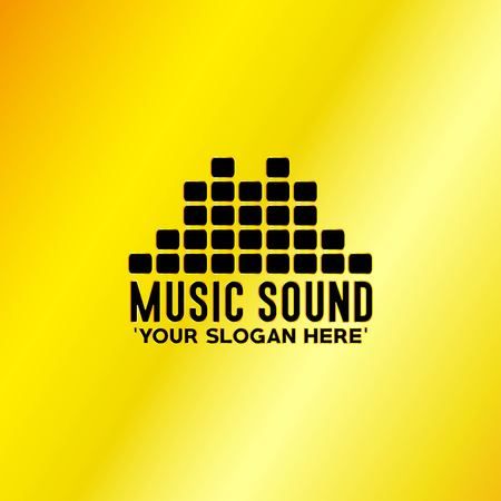 Music Emblem with Golden Background, Vector, Illustrationのイラスト素材