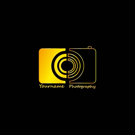 Golden Photographer Abstract Black Background, Vector, Illustrationのイラスト素材