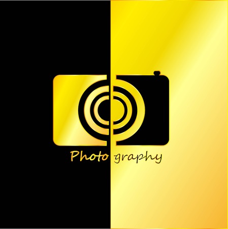 Photographer Abstract with Black and Gold Background, Vector, Illustrationのイラスト素材
