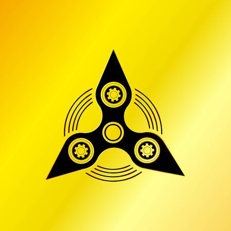 Black Hand Spinner Emblem with Golden Backgroundのイラスト素材