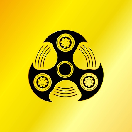 Black Hand Spinner Emblem with Golden Backgroundのイラスト素材