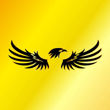 Black Eagle with Gold Background, Vector, Illustration