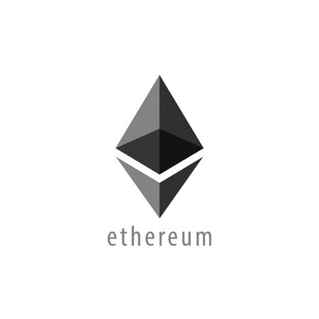 Ethereum symbol icon on white background, vector illustration.