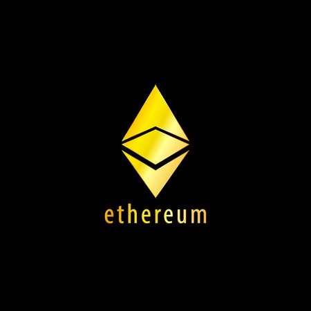 Golden Ethereum Symbol Vector Icon, Illustration, Eps Fileのイラスト素材