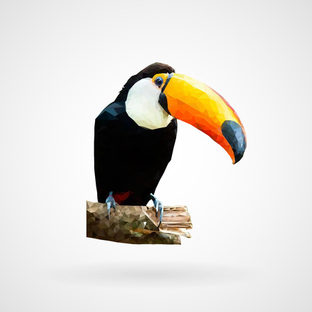 Colorful polygonal toucan bird vector illustration.のイラスト素材