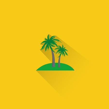 Simple palm trees icon on yellow background. Vector illustration.のイラスト素材