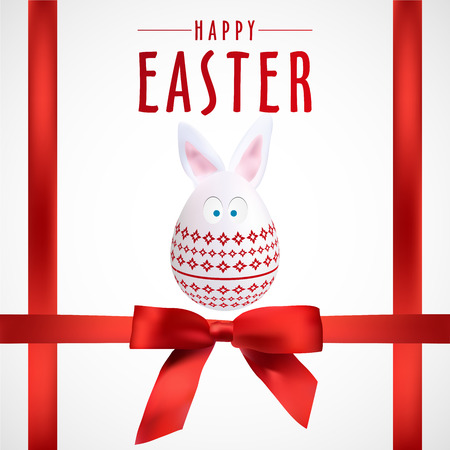 Red Happy Easter Rabbit Egg Poster, Vector, Illustration, Eps Fileのイラスト素材