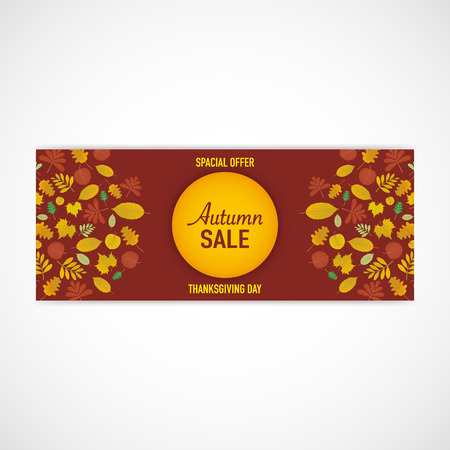 Autumn leaves banner claret red background, vector, illustration eps fileのイラスト素材