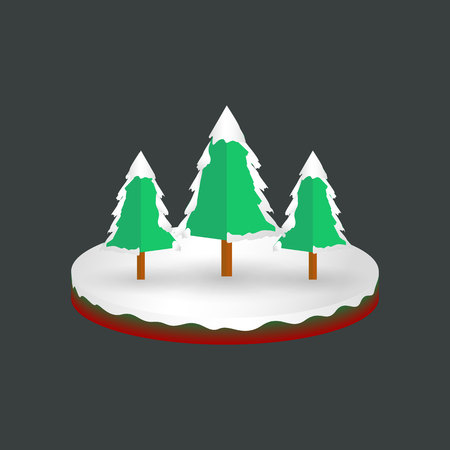 Isometric christmas snowy pine trees background, vector, illustration, eps fileのイラスト素材