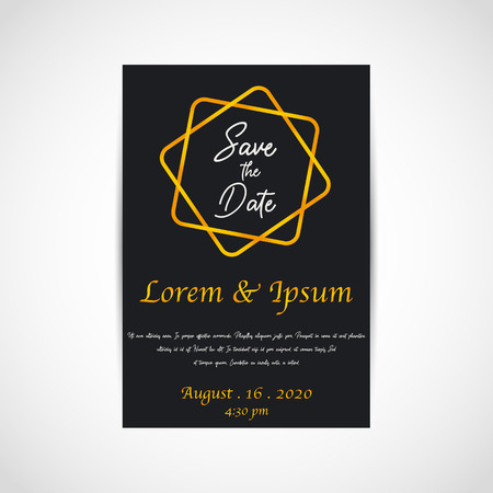 Wedding save the date, invitation card, black background, vector, illustration, eps fileのイラスト素材