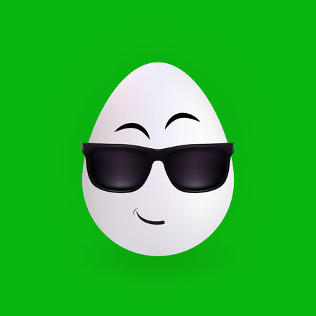 Cool glasses egg character with green background, vector, illustration, eps fileのイラスト素材