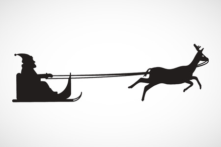 Silhouette of sleigh with Santa Claus and reindeer, vector, illustration, eps fileのイラスト素材