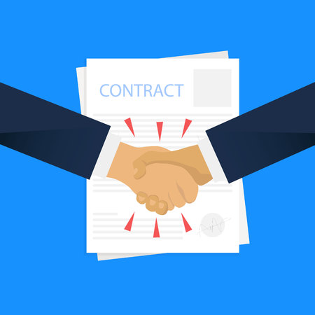 Handshake icon of business partners with contract paper, vector, illustration, eps fileのイラスト素材