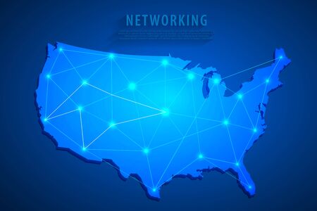 United States map on network connection, blue USA map, vector, illustration, eps fileのイラスト素材