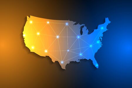United States map on network connection on mapのイラスト素材