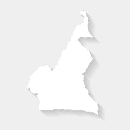 Simple white Cameroon map on gray background, vector, illustration, eps 10 fileのイラスト素材