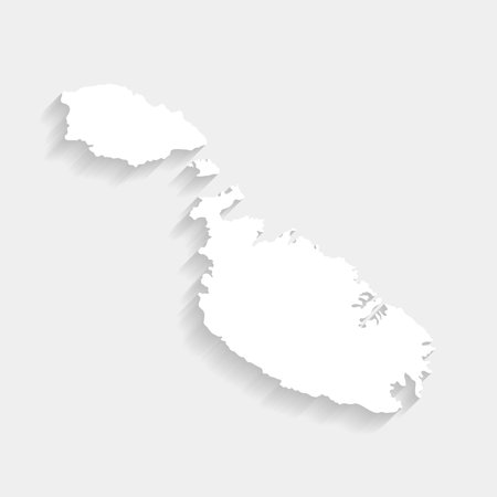 Simple white Malta map on gray background, vector, illustration, eps 10 fileのイラスト素材