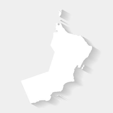 Simple white Oman map on gray background, vector, illustration, eps 10 fileのイラスト素材